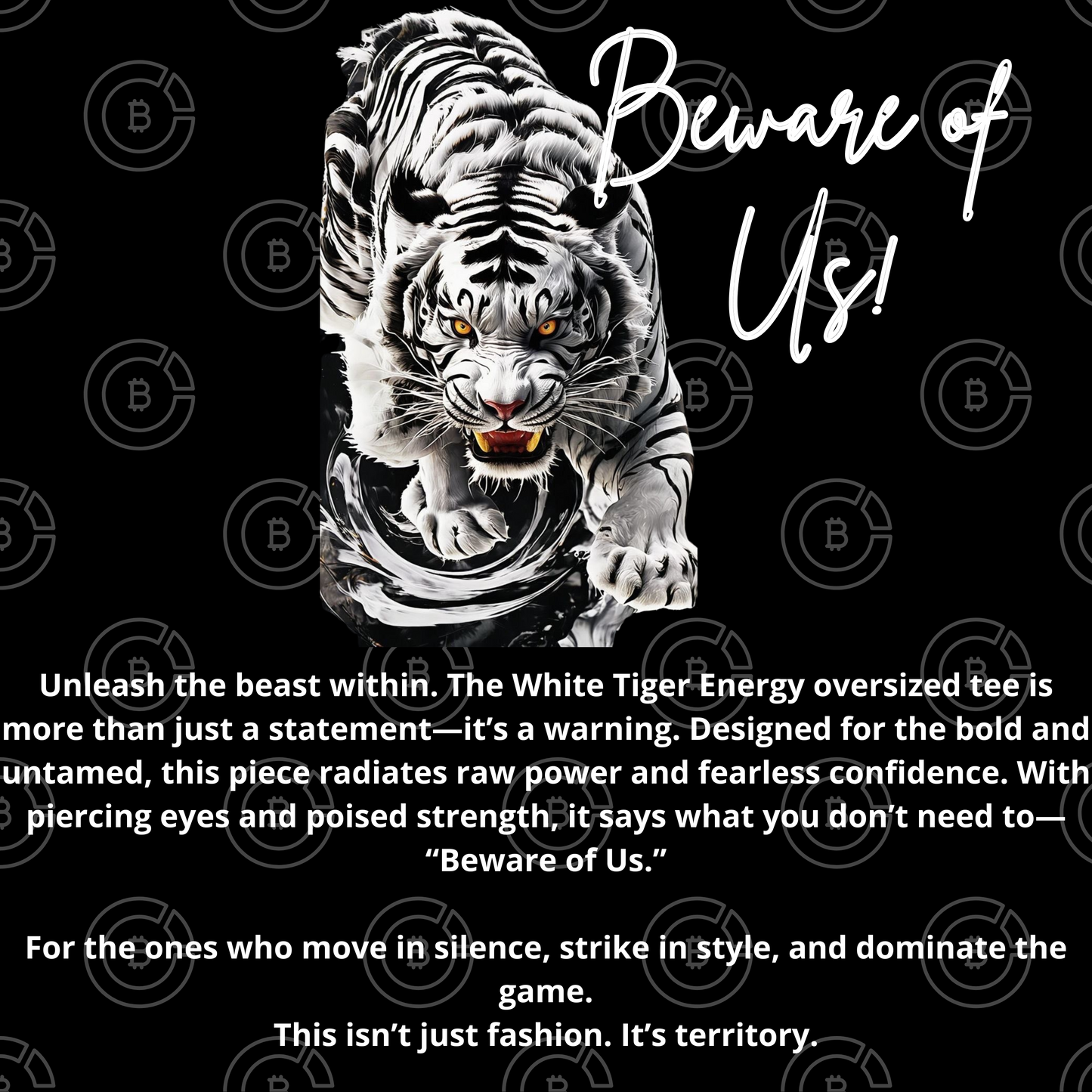 Billionairez White Tiger Energy Oversized Tee