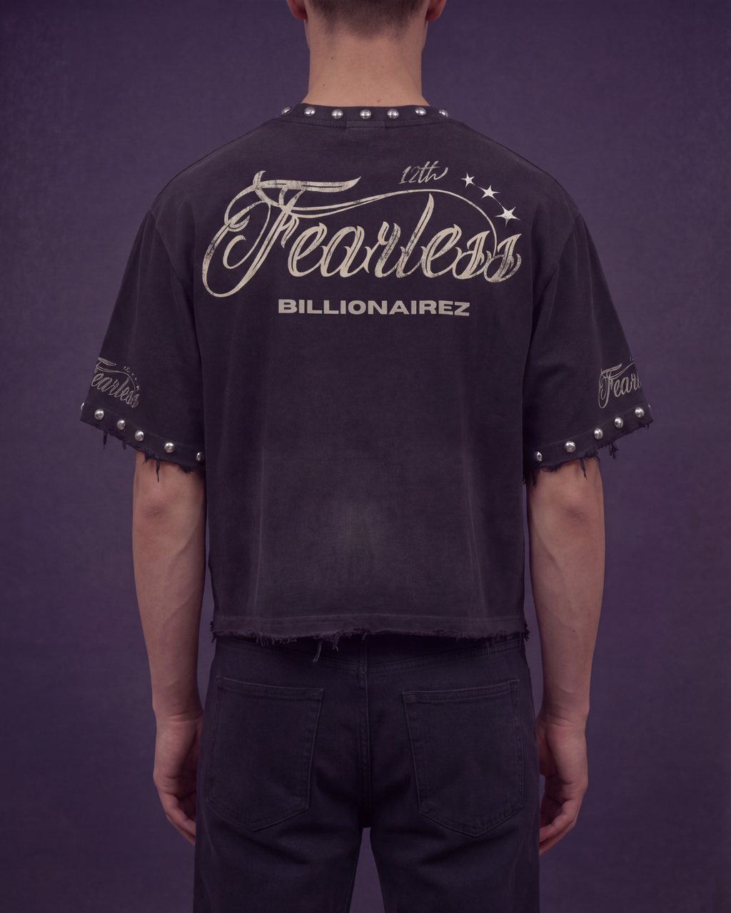 BillionaireZ Fearless Wolf Studded Tee