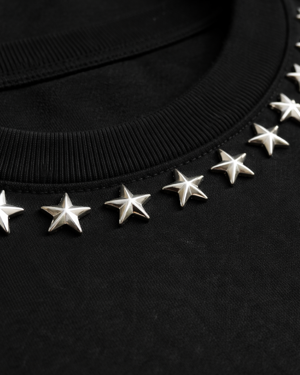 BillionaireZ Star Studded Materialistic Crop Tee- Black