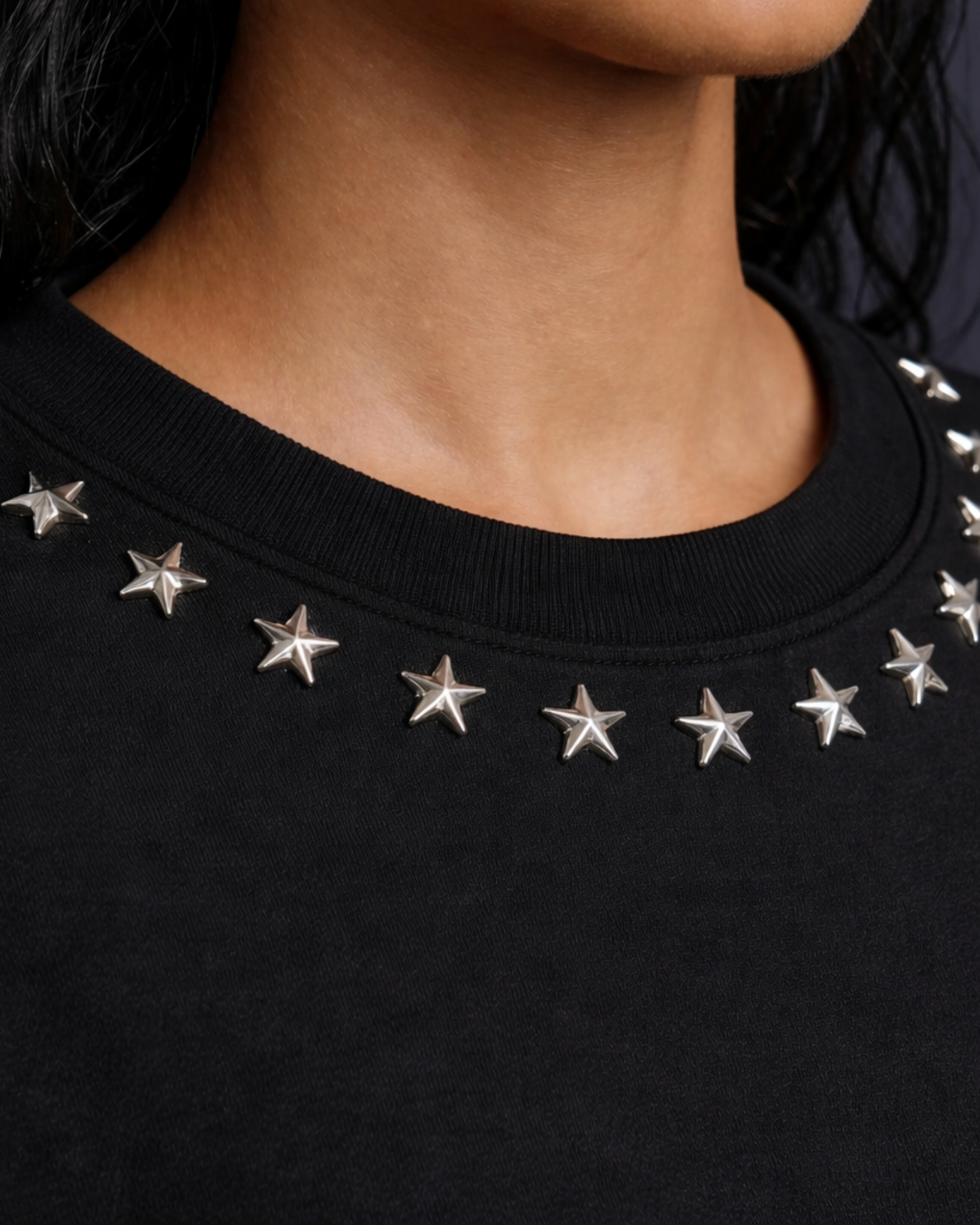 BillionaireZ Star Studded Materialistic Crop Tee- Black