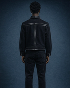 BillionaireZ Noir Regiment Studded Denim Jacket