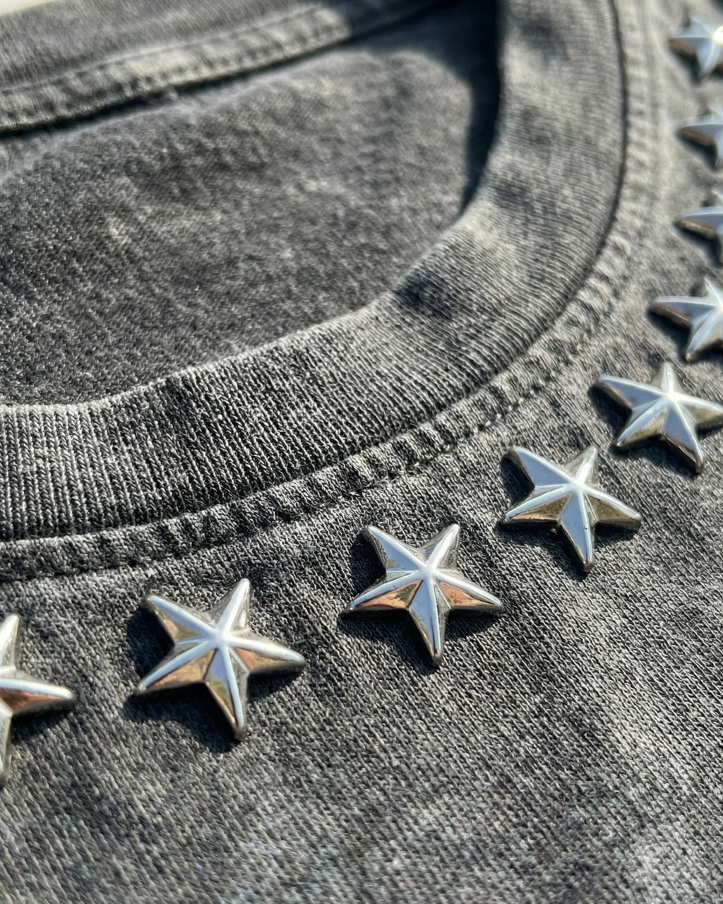 BillionaireZ Star Studded Materialistic Crop Tee- Acid Wash