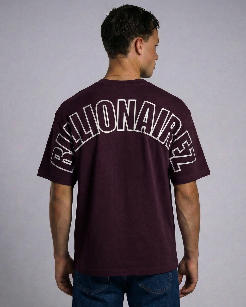 BillionaireZ “Legacy Arch” Oversized Tee - Rich Wine Plum