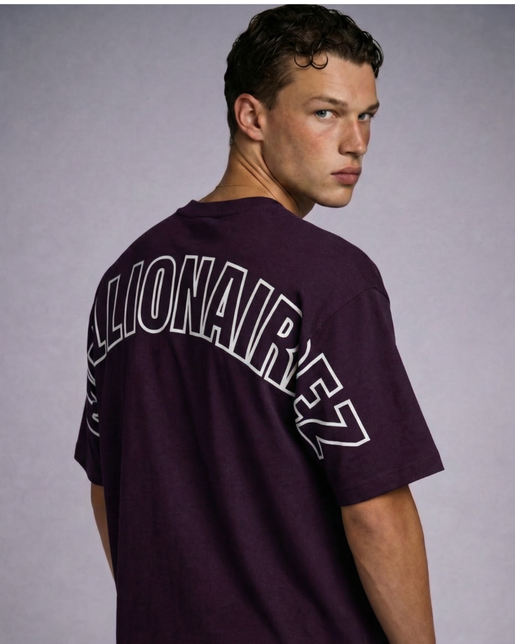 BillionaireZ “Legacy Arch” Oversized Tee - Rich Wine Plum