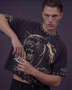 BillionaireZ Fearless Panther Studded Tee