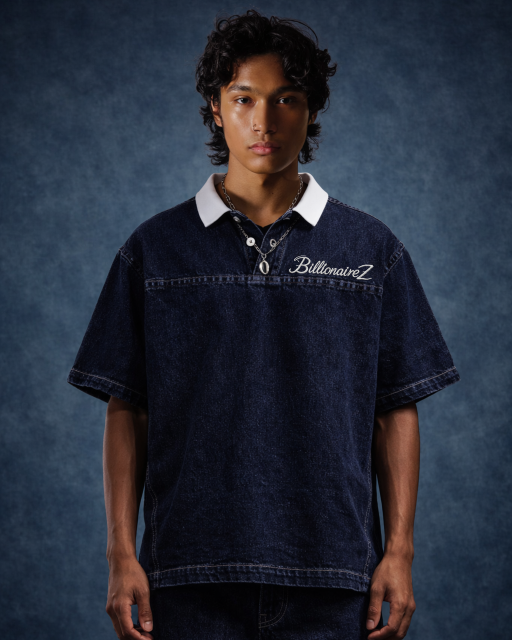BillionaireZ Denim Signature Polo Tee