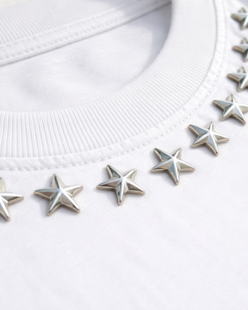 BillionaireZ Star Studded Materialistic Crop Tee- White