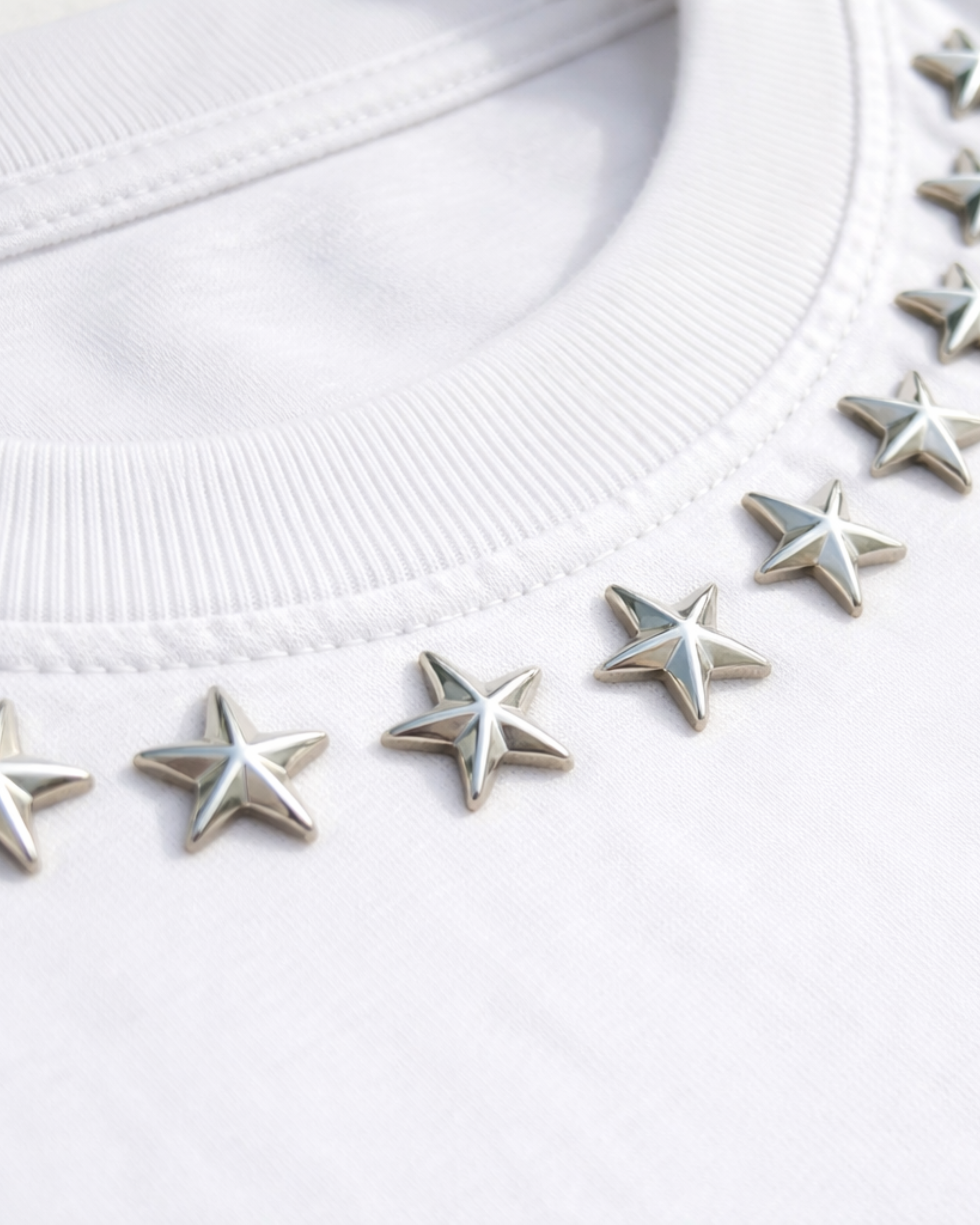 BillionaireZ Star Studded Materialistic Crop Tee- White