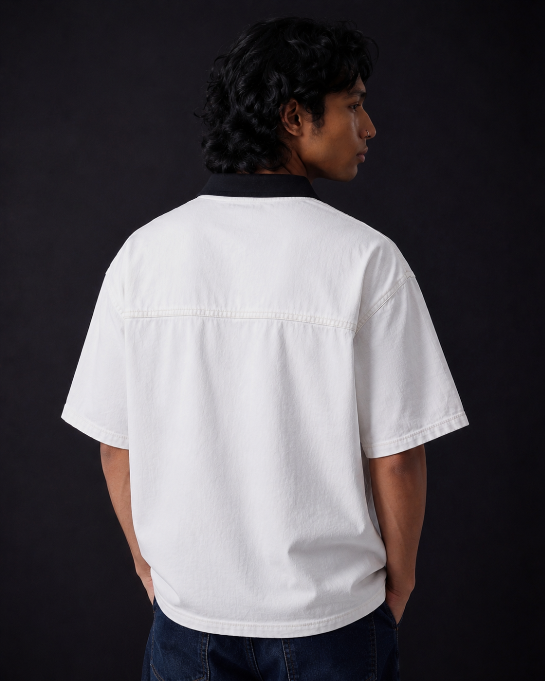 BillionaireZ Denim Ivory Polo Tee