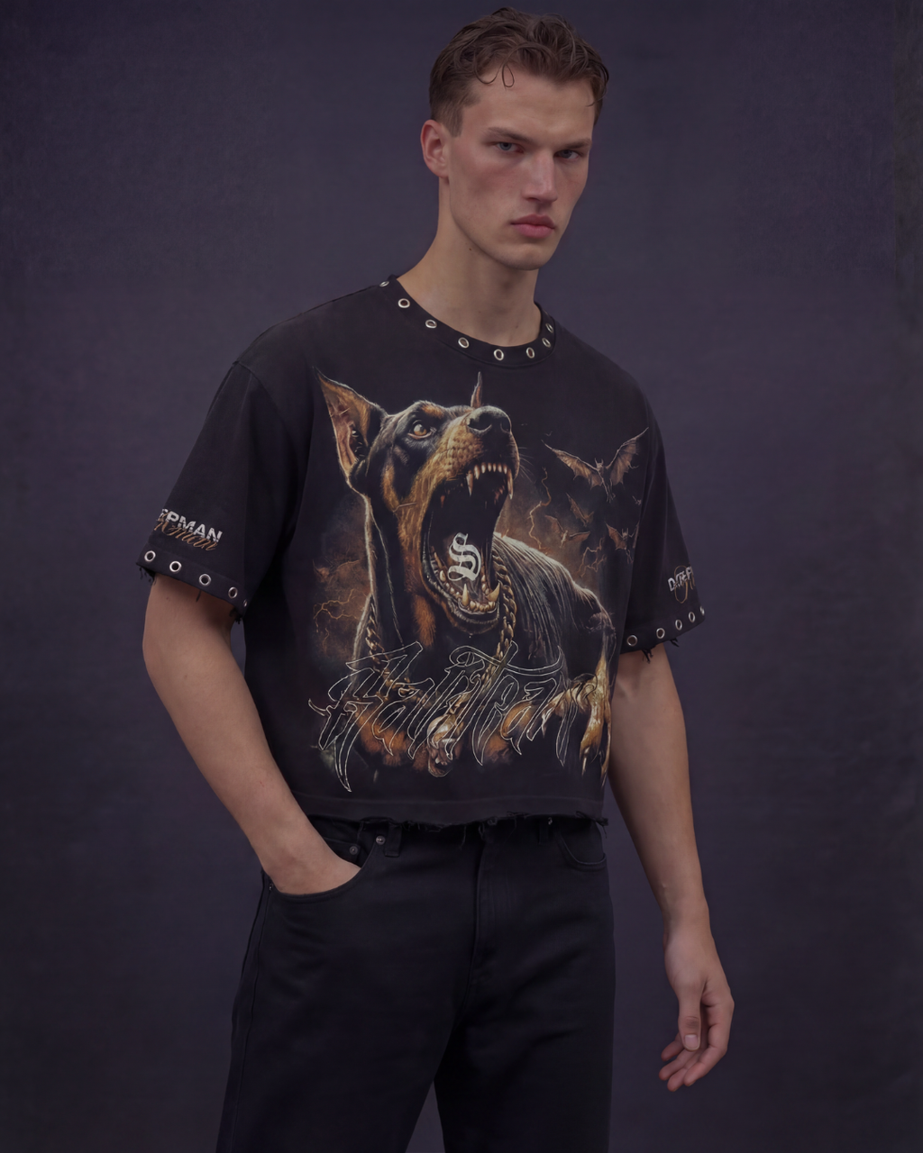 BillionaireZ Fearless Doberman Studded Tee