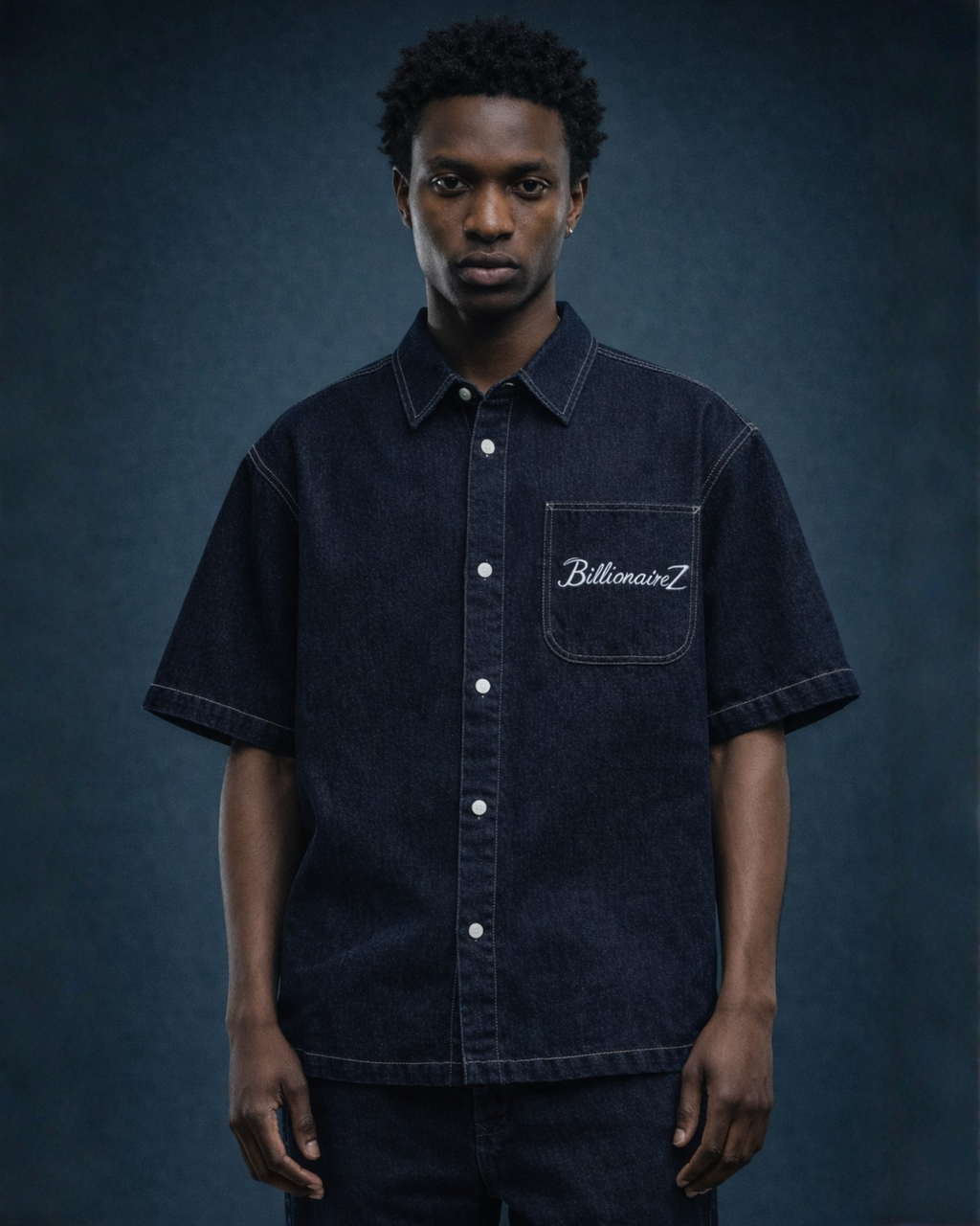 BillionaireZ Indigo Authority Denim Shirt