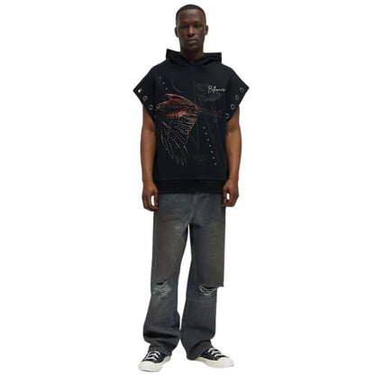 Silent in the Dark – Sleeveless Hawk Hoodie