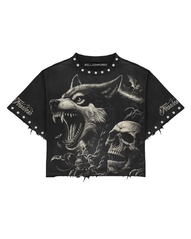 BillionaireZ Fearless Wolf Studded Tee